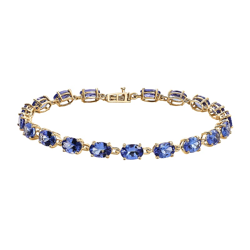 Luxoro AAA Tanzanite 9.10 ctw Tennis Bracelet in 10K Yellow Gold (6.50 In)
