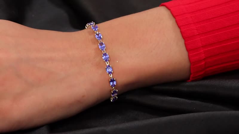 Luxoro 10K Yellow Gold AAA Tanzanite Link Bracelet (8.00 In) 11.00 ctw