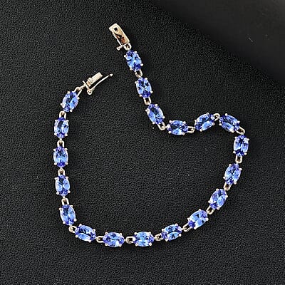 Luxoro AAA Tanzanite 9.10 ctw Tennis Bracelet in 10K Yellow Gold (6.50 In)