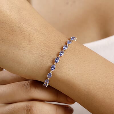 Luxoro AAA Tanzanite 9.10 ctw Tennis Bracelet in 10K Yellow Gold (6.50 In)