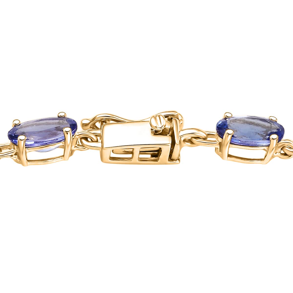 Luxoro AAA Tanzanite 9.10 ctw Tennis Bracelet in 10K Yellow Gold (6.50 In) image number 3