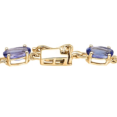 Luxoro AAA Tanzanite 9.10 ctw Tennis Bracelet in 10K Yellow Gold (6.50 In)