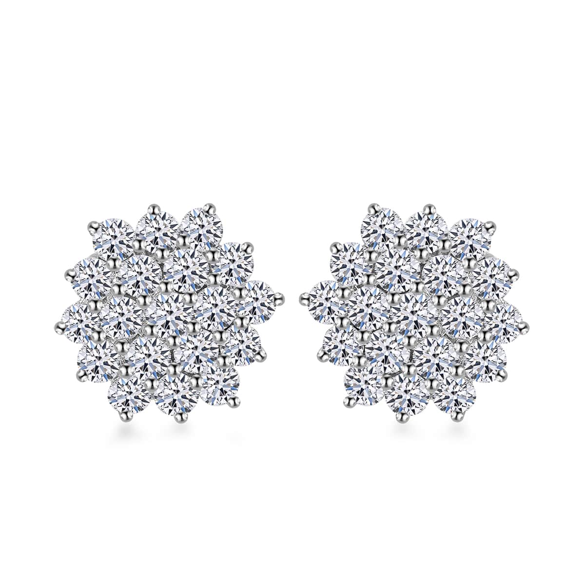 Luxuriant Lab Grown Diamond G-H SI 1.10 ctw Snowflake Earrings in Platinum Over Sterling Silver (Del. in 10-12 Days) image number 0