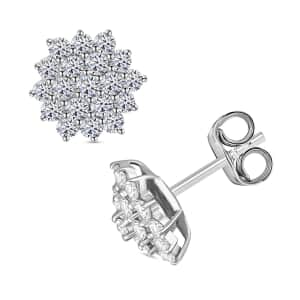 Luxuriant Lab Grown Diamond G-H SI 1.10 ctw Snowflake Earrings in Platinum Over Sterling Silver