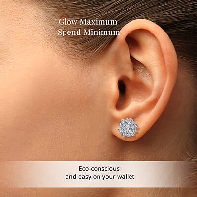 Luxuriant Lab Grown Diamond G-H SI 1.10 ctw Snowflake Earrings in Platinum Over Sterling Silver