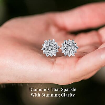 Luxuriant Lab Grown Diamond G-H SI 1.10 ctw Snowflake Earrings in Platinum Over Sterling Silver
