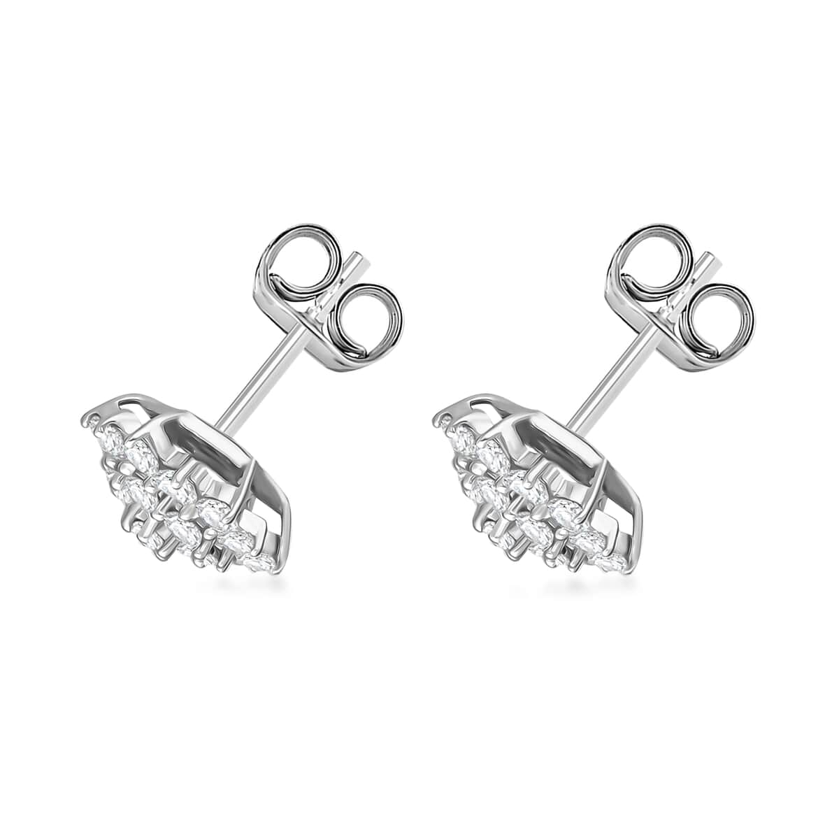 Luxuriant Lab Grown Diamond G-H SI 1.10 ctw Snowflake Earrings in Platinum Over Sterling Silver (Del. in 10-12 Days) image number 4