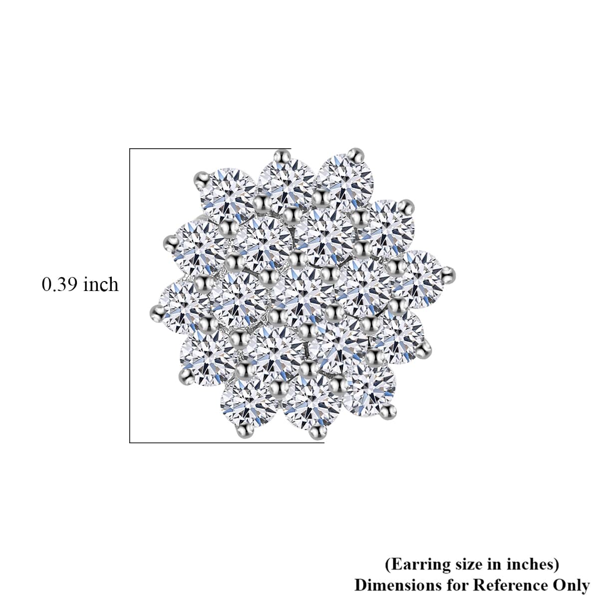 Luxuriant Lab Grown Diamond G-H SI 1.10 ctw Snowflake Earrings in Platinum Over Sterling Silver (Del. in 10-12 Days) image number 5