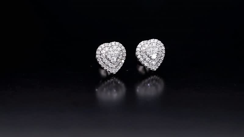Luxuriant Lab Grown Diamond G-H SI 1.00 ctw Heart Earrings in Platinum Over Sterling Silver