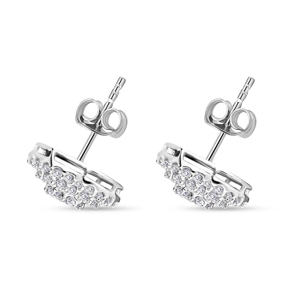 Luxuriant Lab Grown Diamond G-H SI 1.00 ctw Heart Earrings in Platinum Over Sterling Silver image number 2