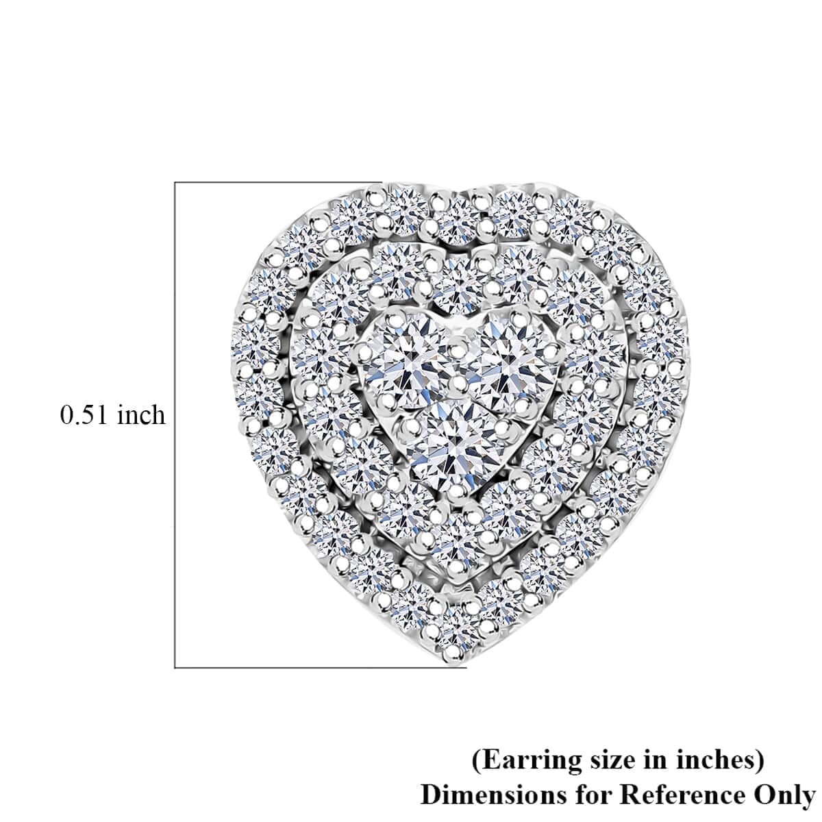 Luxuriant Lab Grown Diamond G-H SI 1.00 ctw Heart Earrings in Platinum Over Sterling Silver image number 4