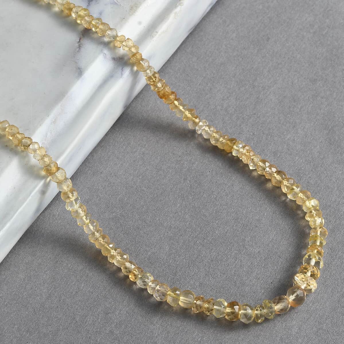 Brazilian Citrine 45.00 ctw Beaded Necklace in Rhodium Over Sterling Silver 18-20 Inches image number 1