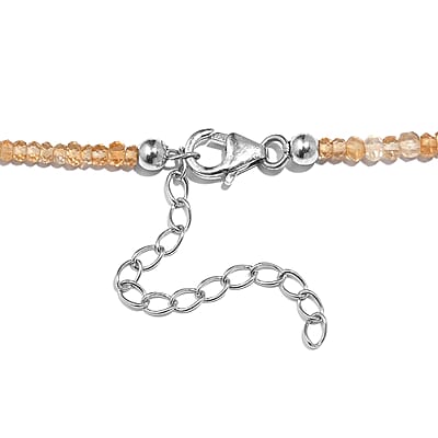 Brazilian Citrine 45.00 ctw Beaded Necklace in Rhodium Over Sterling Silver 18-20 Inches