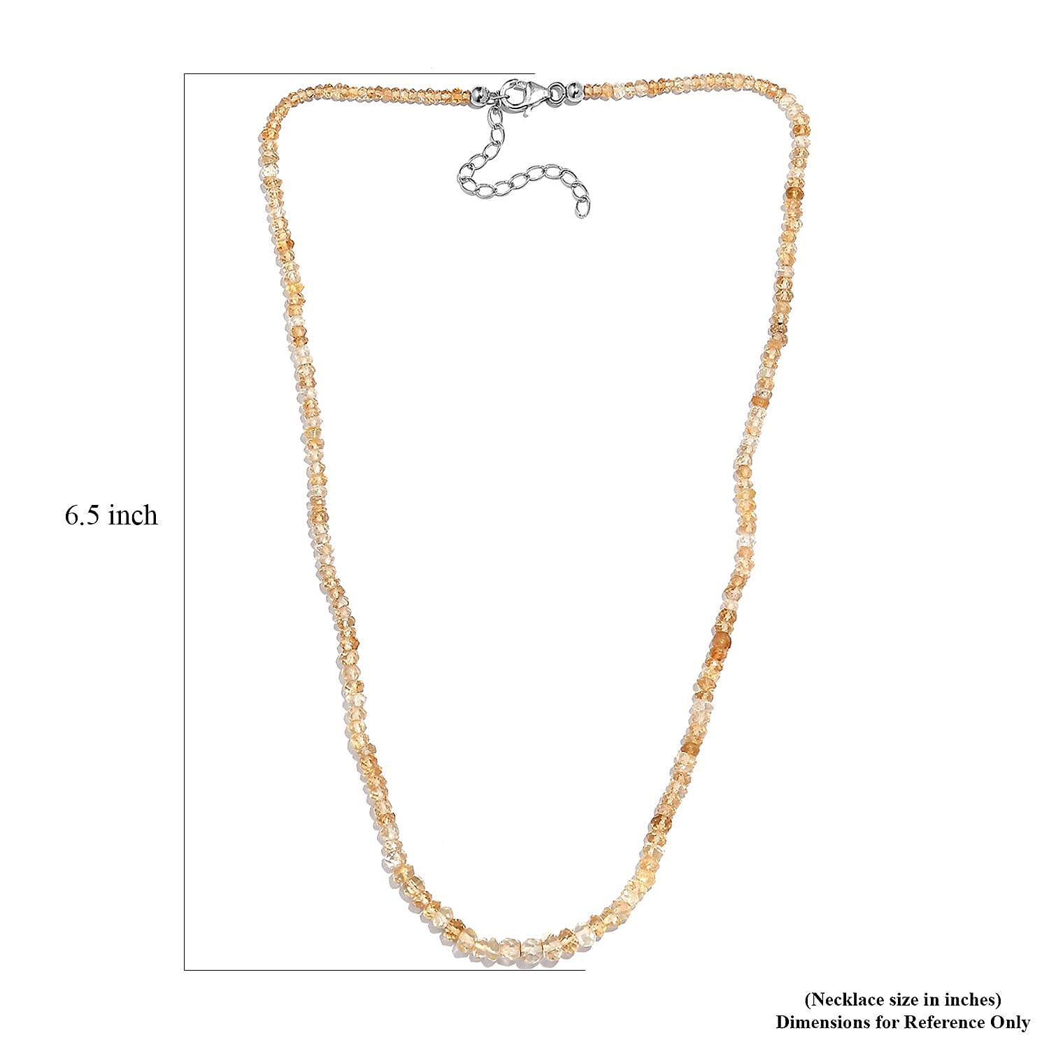 Brazilian Citrine 45.00 ctw Beaded Necklace in Rhodium Over Sterling Silver 18-20 Inches