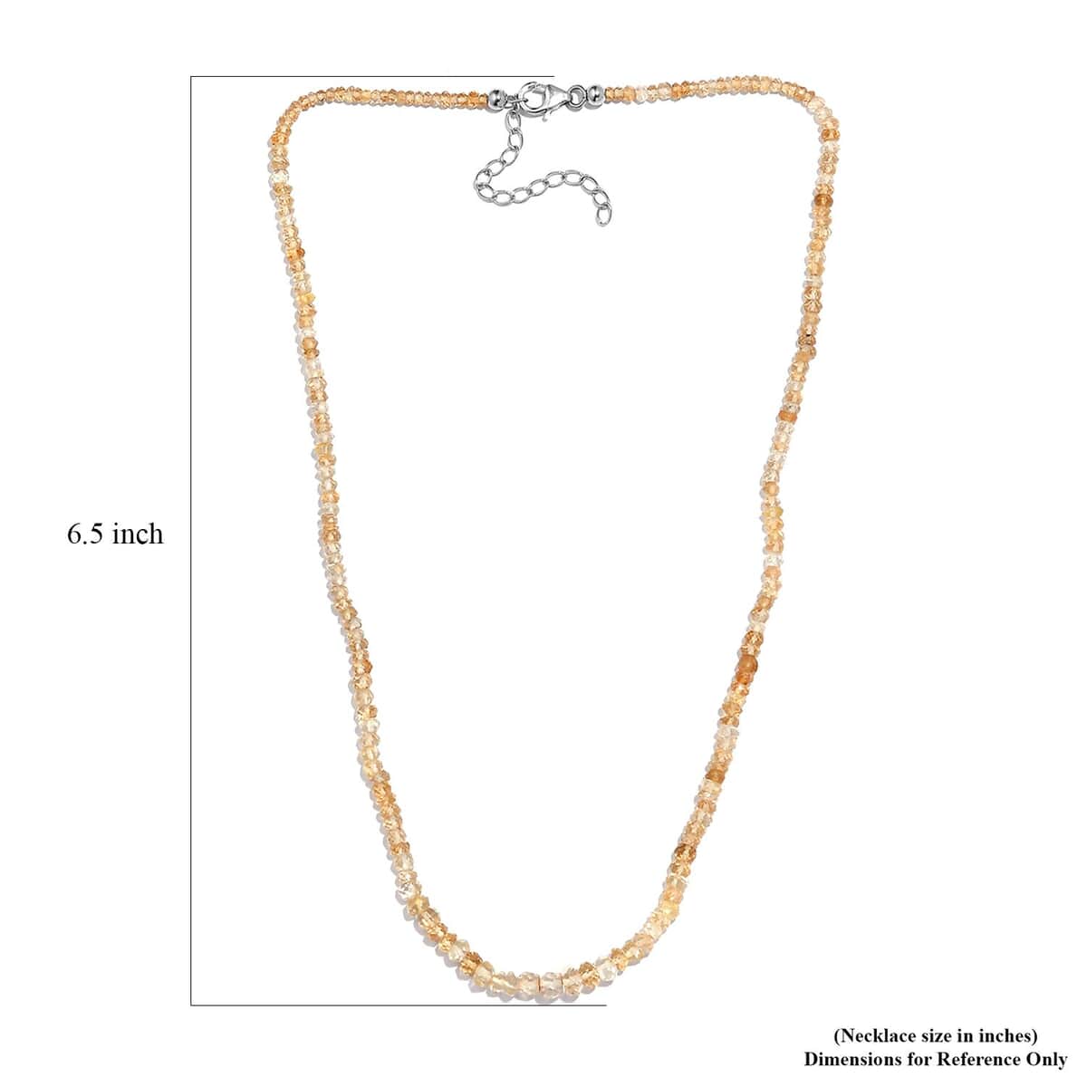 Brazilian Citrine 45.00 ctw Beaded Necklace in Rhodium Over Sterling Silver 18-20 Inches image number 5