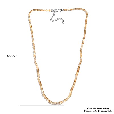 Brazilian Citrine 45.00 ctw Beaded Necklace in Rhodium Over Sterling Silver 18-20 Inches