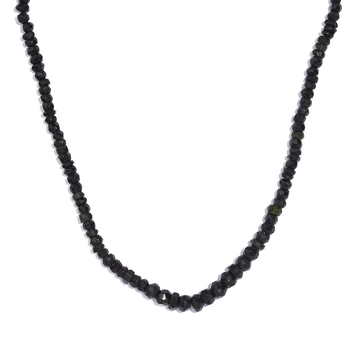 Black Tourmaline 65.00 ctw Beaded Necklace in Rhodium Over Sterling Silver 18-20 Inches image number 0