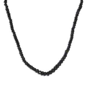 Black Tourmaline 65.00 ctw Beaded Necklace in Rhodium Over Sterling Silver 18-20 Inches