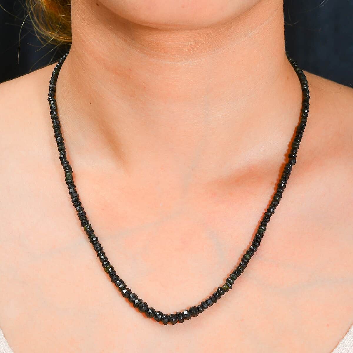 Black Tourmaline 65.00 ctw Beaded Necklace in Rhodium Over Sterling Silver 18-20 Inches image number 2