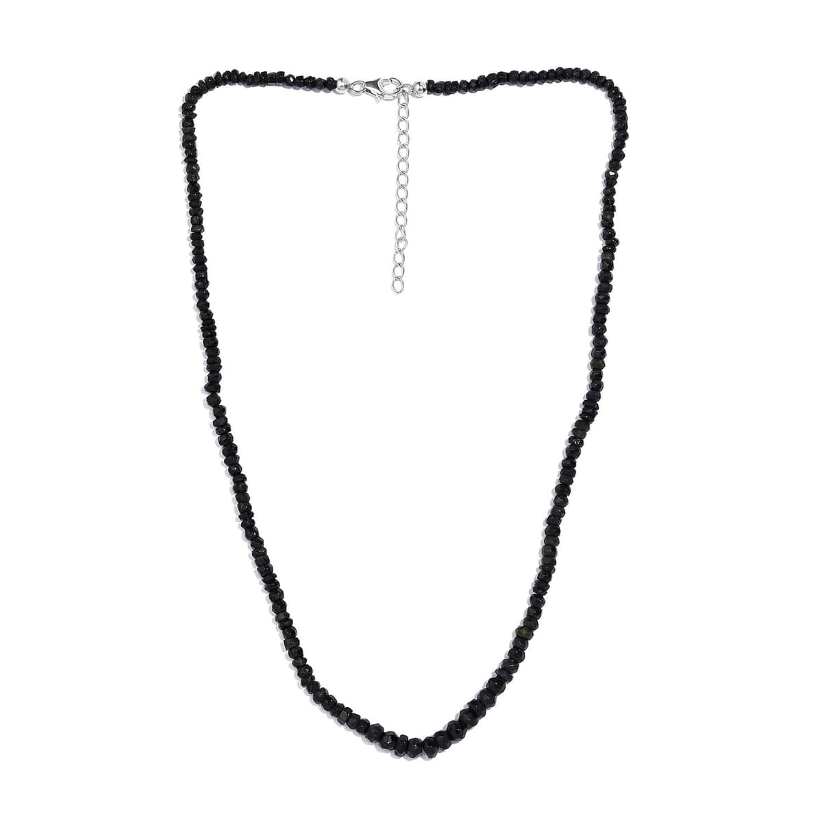 Black Tourmaline 65.00 ctw Beaded Necklace in Rhodium Over Sterling Silver 18-20 Inches image number 3