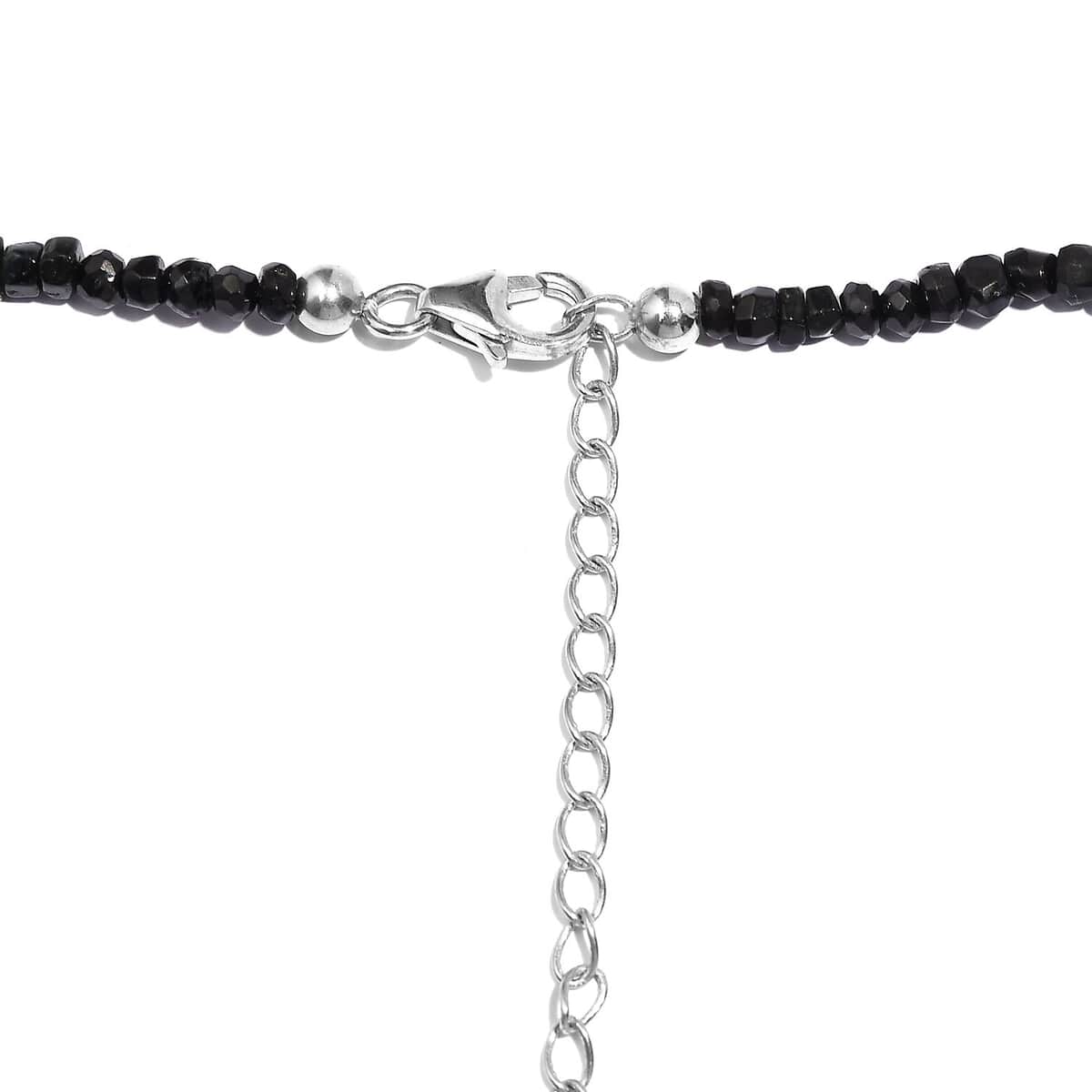 Black Tourmaline 65.00 ctw Beaded Necklace in Rhodium Over Sterling Silver 18-20 Inches image number 4