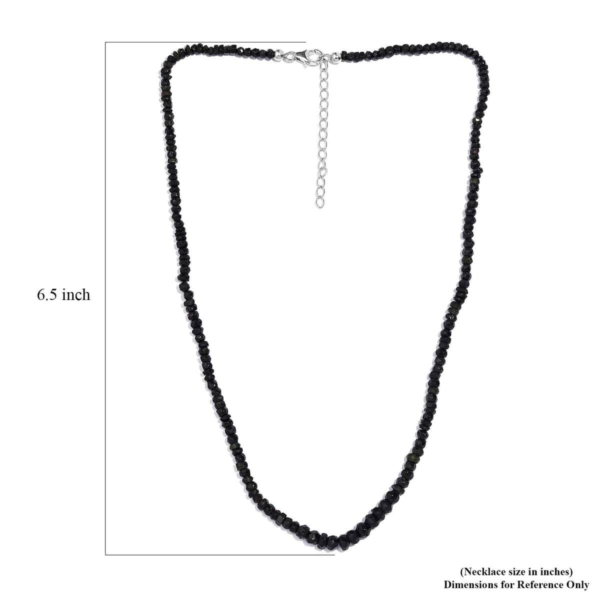 Black Tourmaline 65.00 ctw Beaded Necklace in Rhodium Over Sterling Silver 18-20 Inches image number 5