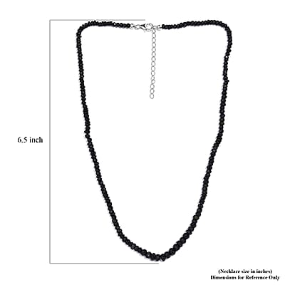 Black Tourmaline 65.00 ctw Beaded Necklace in Rhodium Over Sterling Silver 18-20 Inches