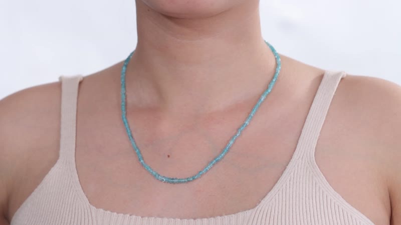 Apatite 40.00 ctw Beaded Necklace in Rhodium Over Sterling Silver 18-20 Inches