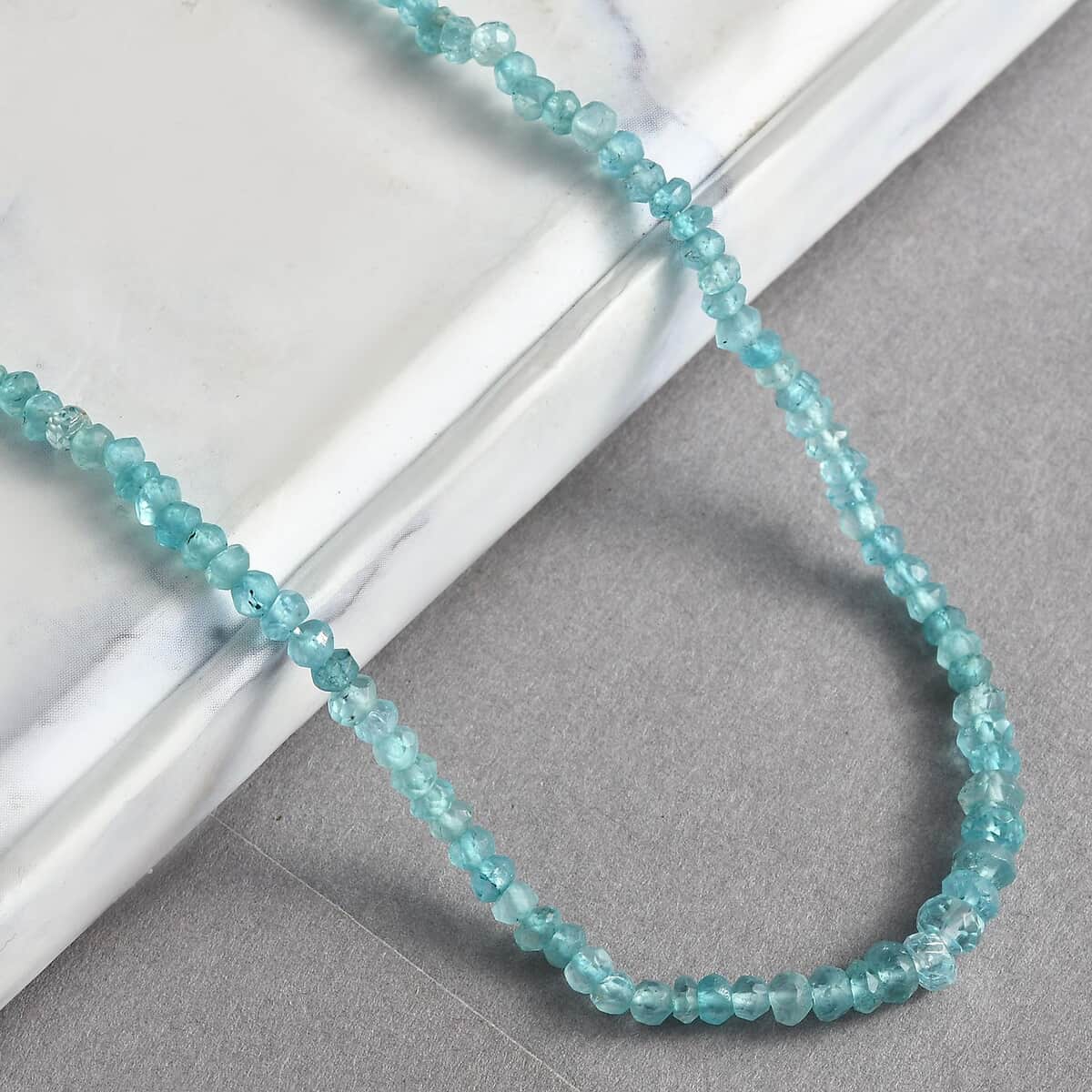 Apatite 40.00 ctw Beaded Necklace in Rhodium Over Sterling Silver 18-20 Inches image number 1