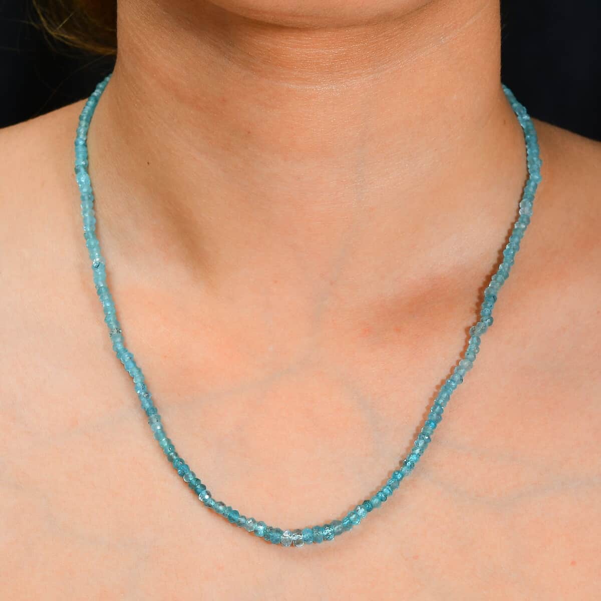 Apatite 40.00 ctw Beaded Necklace in Rhodium Over Sterling Silver 18-20 Inches image number 2