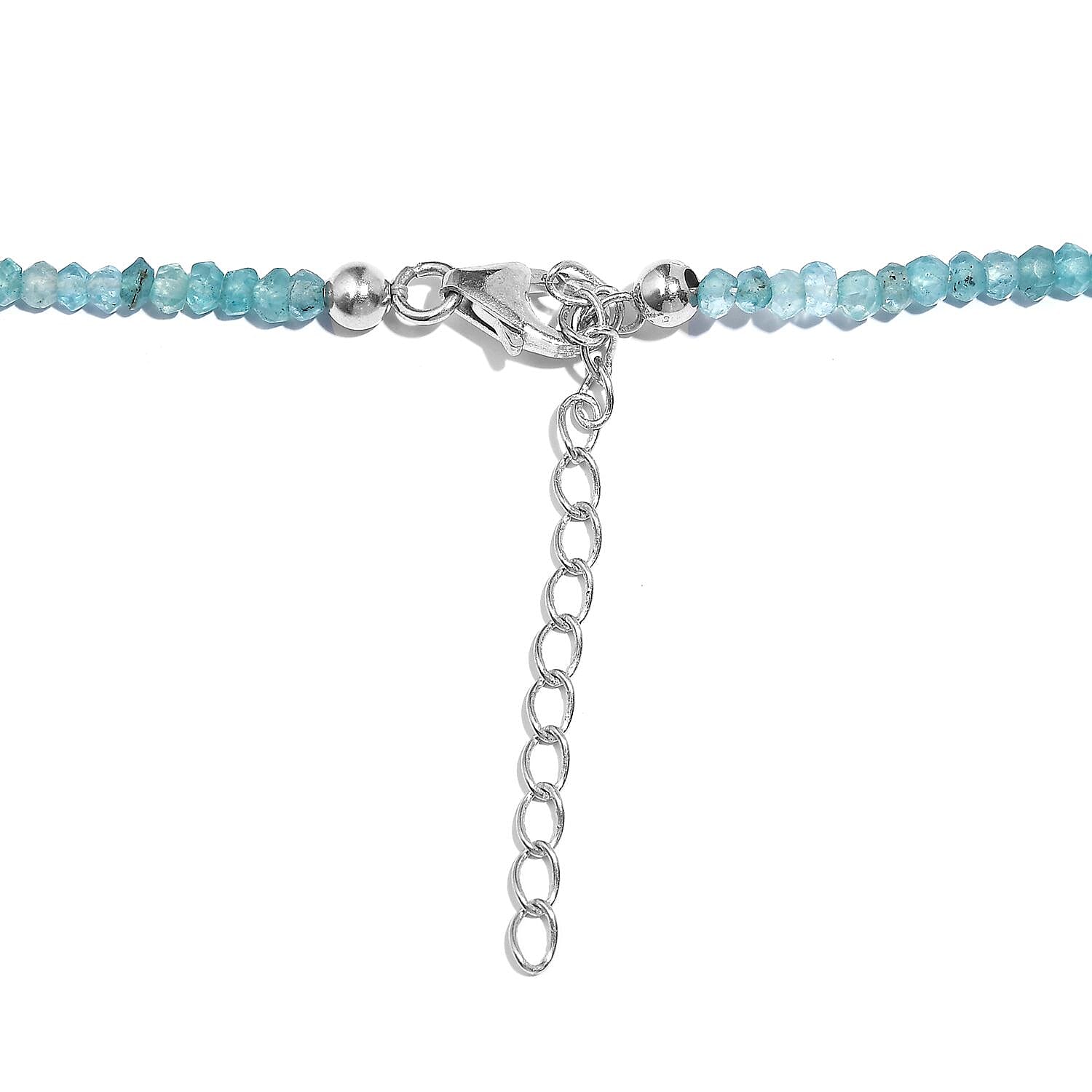 Apatite 40.00 ctw Beaded Necklace in Rhodium Over Sterling Silver 18-20 Inches