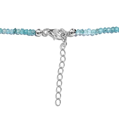 Apatite 40.00 ctw Beaded Necklace in Rhodium Over Sterling Silver 18-20 Inches