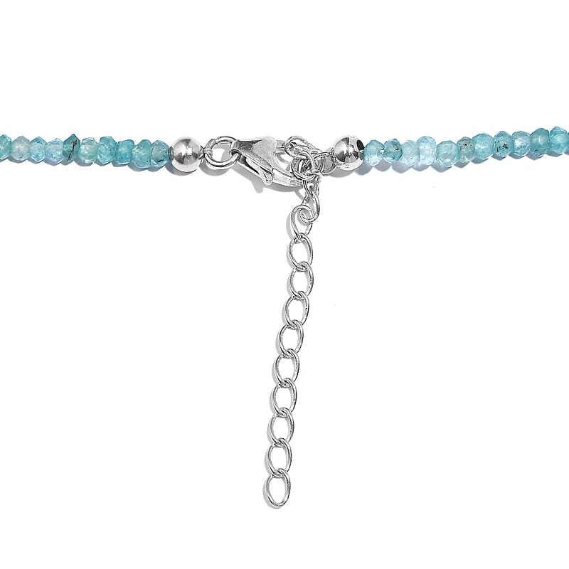 Apatite 40.00 ctw Beaded Necklace in Rhodium Over Sterling Silver 18-20 Inches