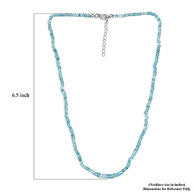 Apatite 40.00 ctw Beaded Necklace in Rhodium Over Sterling Silver 18-20 Inches