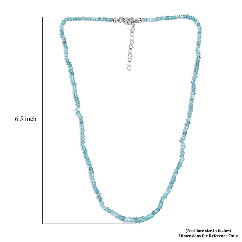 Apatite 40.00 ctw Beaded Necklace in Rhodium Over Sterling Silver 18-20 Inches
