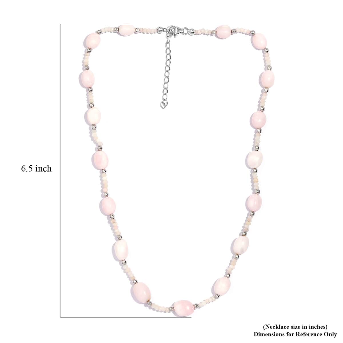 Pink Opal 80.00 ctw Beaded Necklace in Rhodium Over Sterling Silver 18-20 Inches image number 5