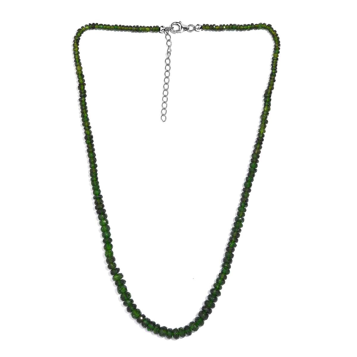 Chrome Diopside 75.00 ctw Beaded Necklace in Rhodium Over Sterling Silver 18-20 Inches image number 3