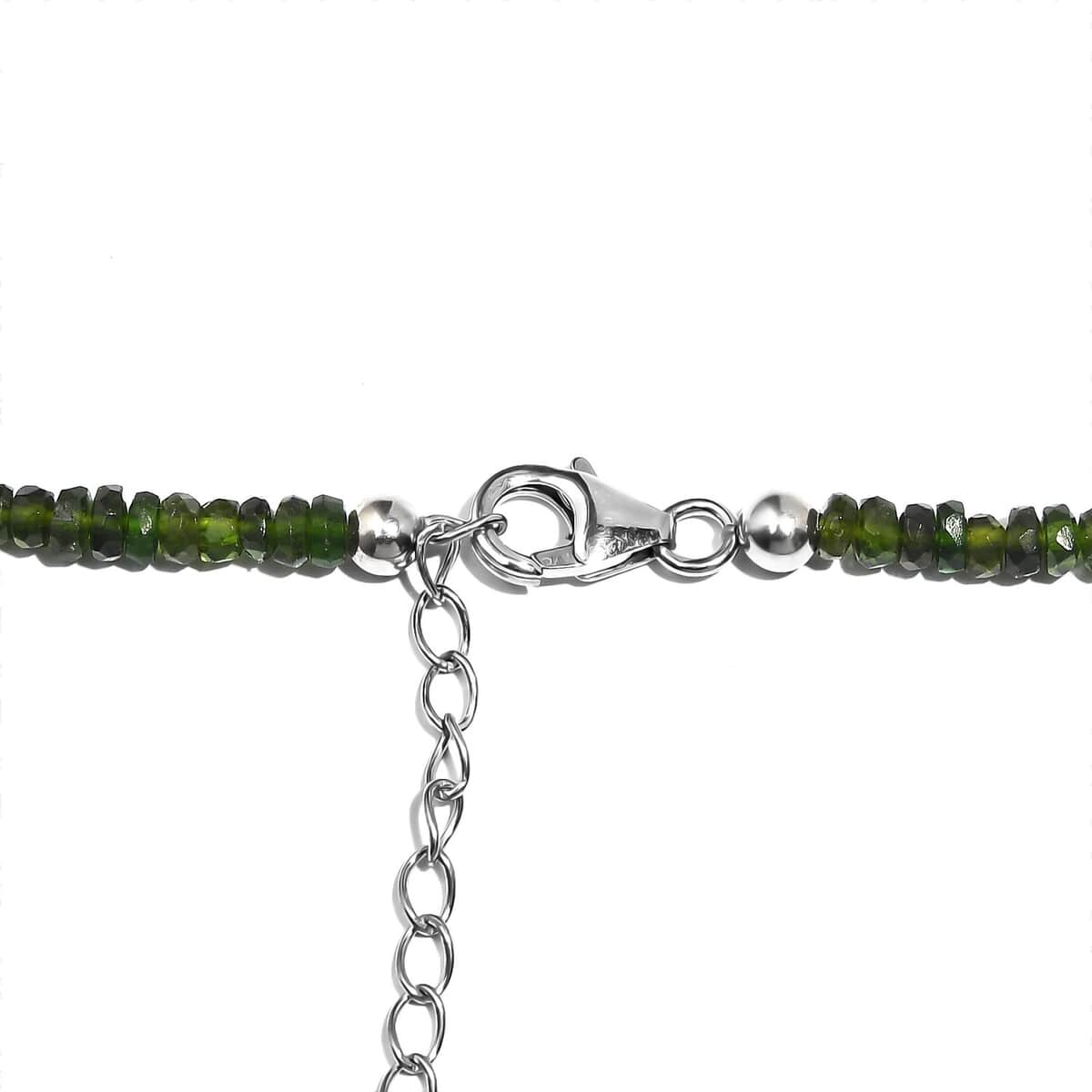 Chrome Diopside 75.00 ctw Beaded Necklace in Rhodium Over Sterling Silver 18-20 Inches image number 4