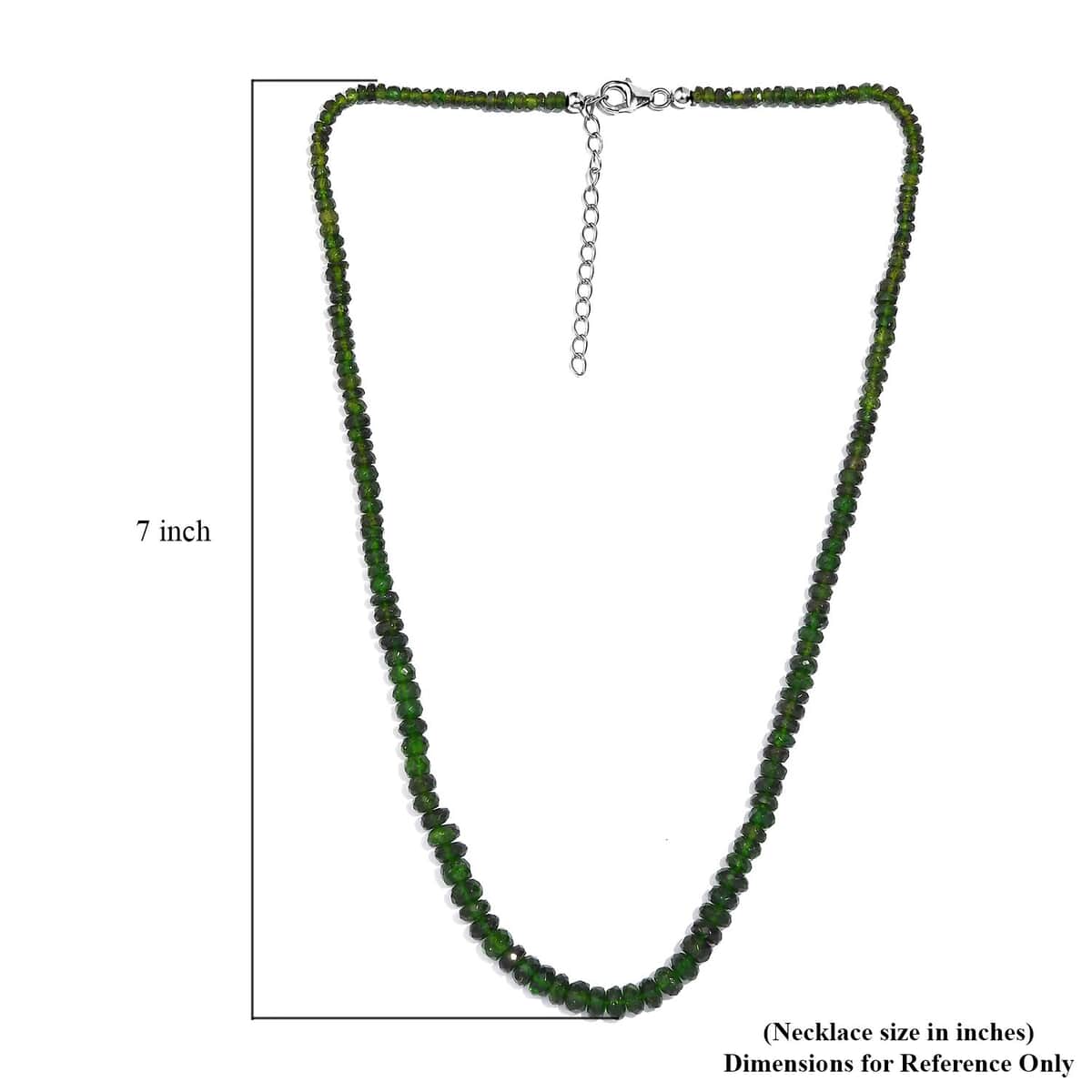 Chrome Diopside 75.00 ctw Beaded Necklace in Rhodium Over Sterling Silver 18-20 Inches image number 5