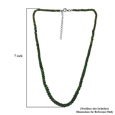 Chrome Diopside 75.00 ctw Beaded Necklace in Rhodium Over Sterling Silver 18-20 Inches
