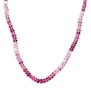 Pink Tourmaline 90.00 ctw Beaded Necklace in 18K Yellow Gold Over Sterling Silver 18-20 Inches