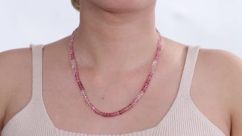 Pink Tourmaline 90.00 ctw Beaded Necklace in 18K Yellow Gold Over Sterling Silver 18-20 Inches
