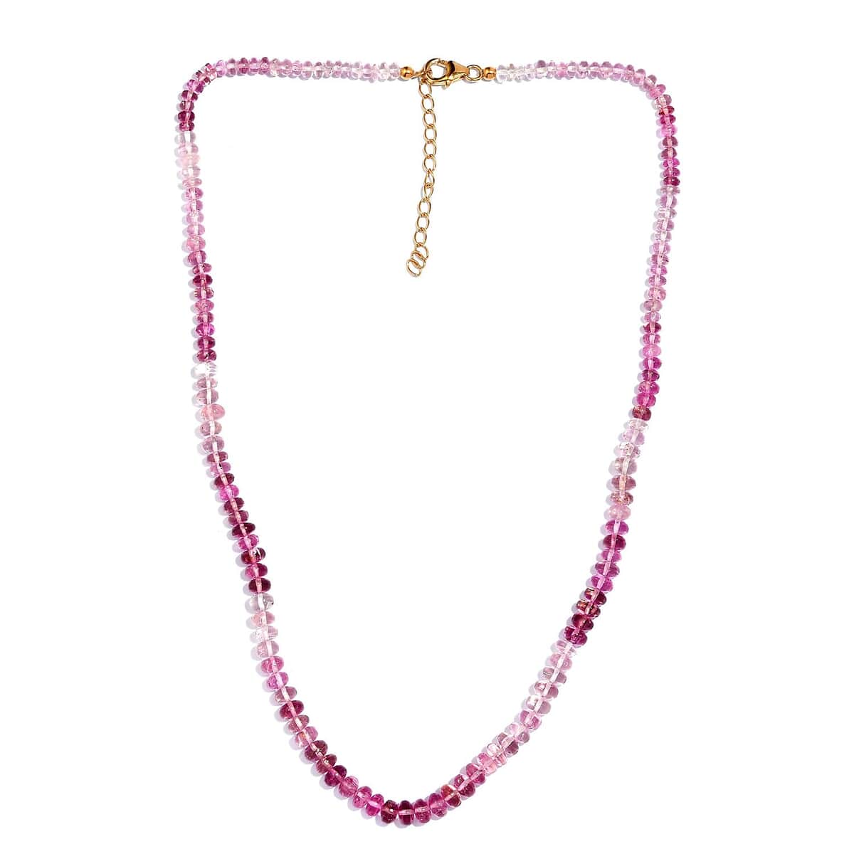 Pink Tourmaline 90.00 ctw Beaded Necklace in 18K Yellow Gold Over Sterling Silver 18-20 Inches image number 3