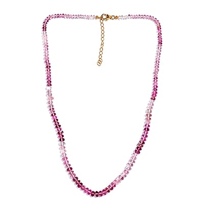 Pink Tourmaline 90.00 ctw Beaded Necklace in 18K Yellow Gold Over Sterling Silver 18-20 Inches