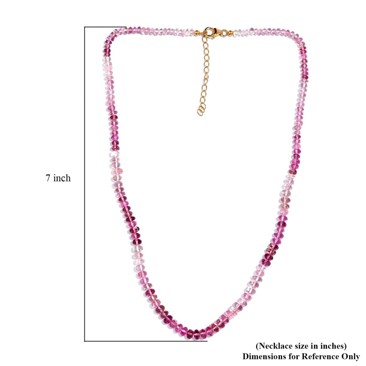 Pink Tourmaline 90.00 ctw Beaded Necklace in 18K Yellow Gold Over Sterling Silver 18-20 Inches image number 5