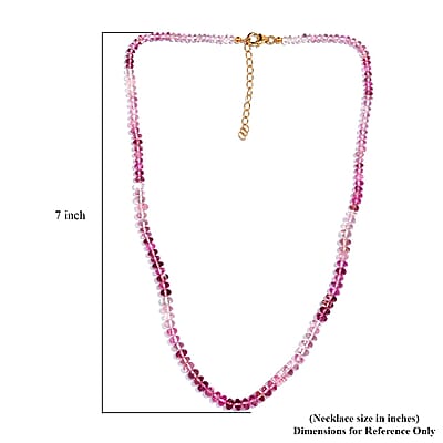 Pink Tourmaline 90.00 ctw Beaded Necklace in 18K Yellow Gold Over Sterling Silver 18-20 Inches