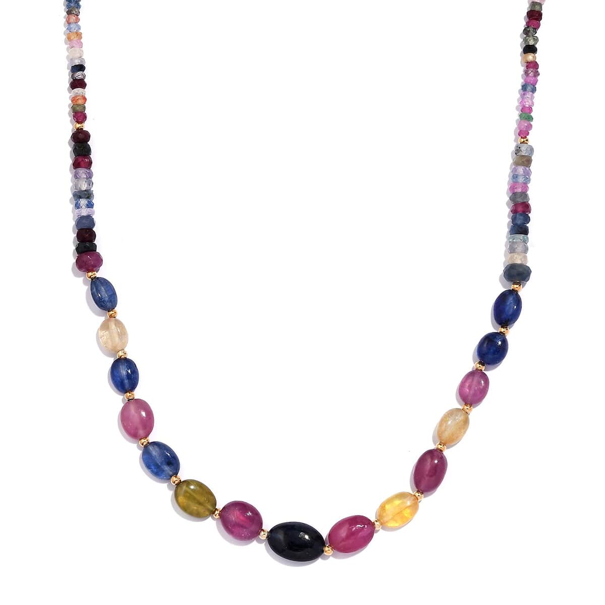 Multi Sapphire 60.00 ctw Necklace in 18K Yellow Gold Over Sterling Silver 18-20 Inches image number 0