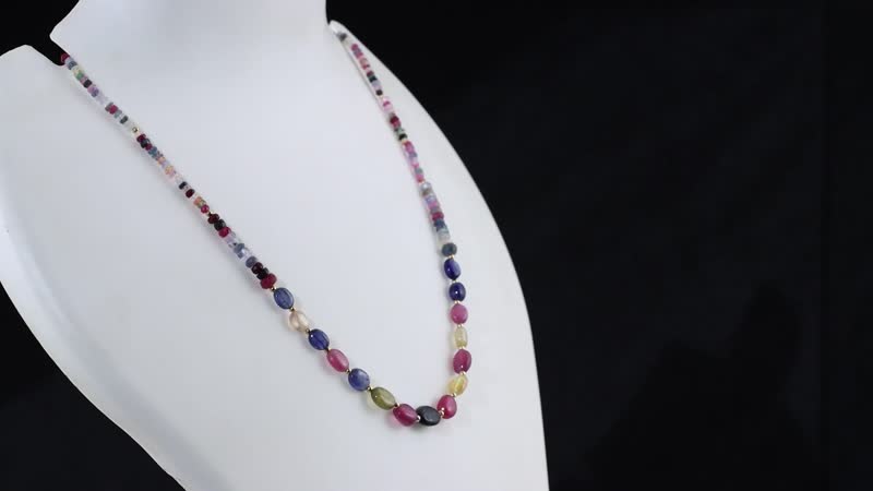 Multi Sapphire 60.00 ctw Necklace in 18K Yellow Gold Over Sterling Silver 18-20 Inches