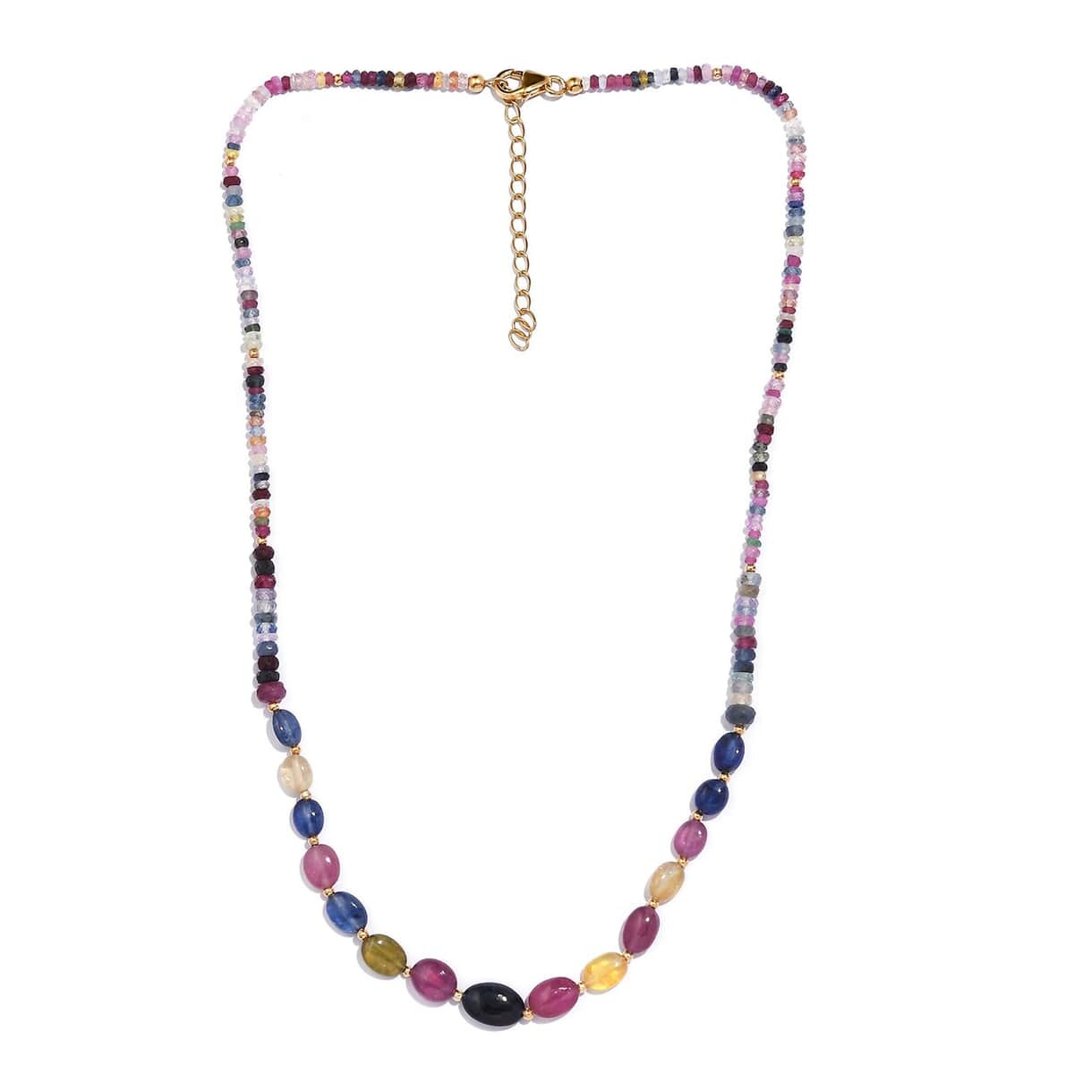 Multi Sapphire 60.00 ctw Necklace in 18K Yellow Gold Over Sterling Silver 18-20 Inches image number 3