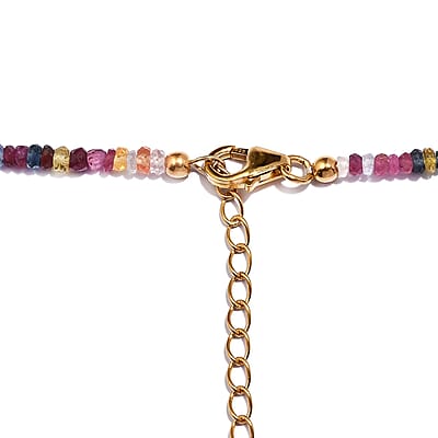 Multi Sapphire 60.00 ctw Necklace in 18K Yellow Gold Over Sterling Silver 18-20 Inches